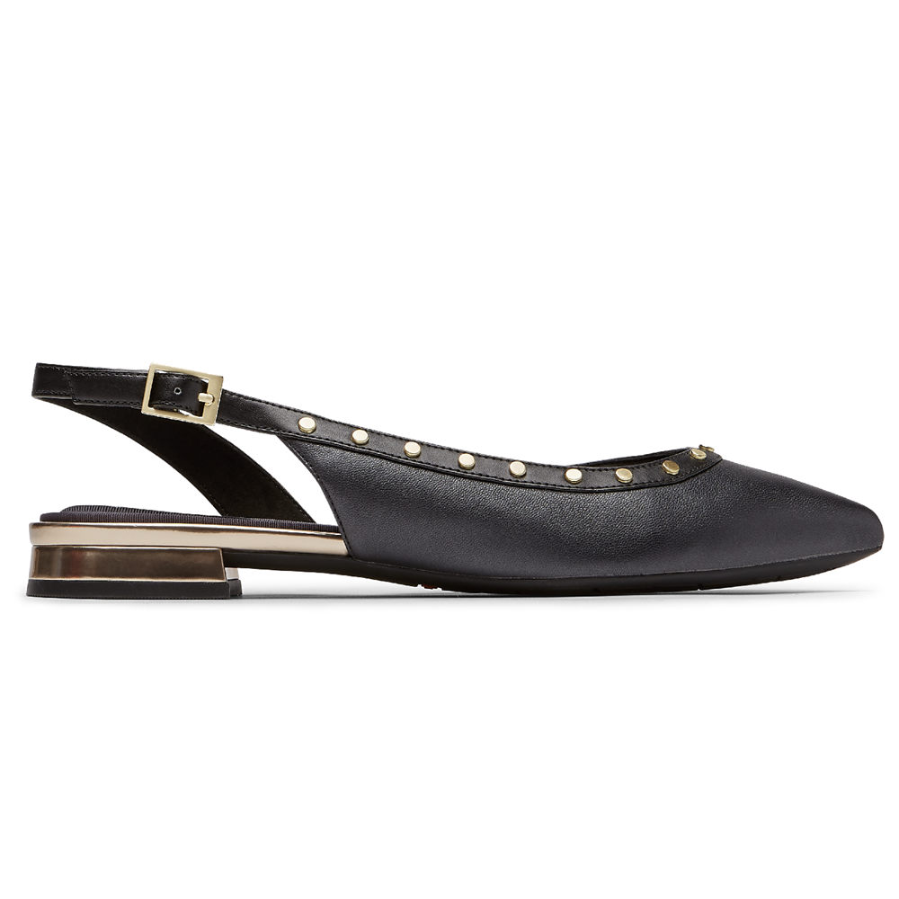 Slingback Rockport Mujer Mexico - Total Motion Zuly Studded Negros - AHVZF9471